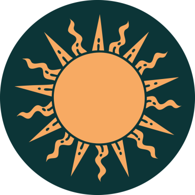 Bir insan tarafından çizilmiş bir güneşin ikonik dövme şekli