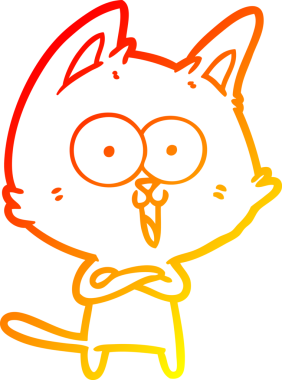 Bir insan tarafından çizilmiş komik bir çizgi film kedisinin sıcak çizgi çizimi