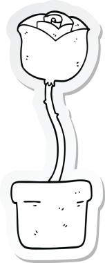 Bir insan tarafından çizilmiş karikatür çiçeğinin çıkartması.