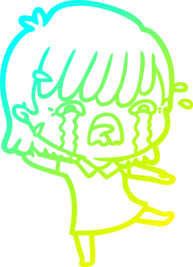 Bir insan tarafından çizilmiş ağlayan bir çizgi film kızı çizimi.