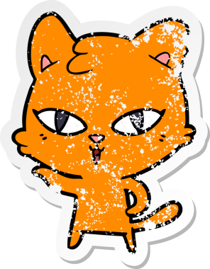 Bir insan tarafından çizilmiş karikatür bir kedinin sıkıntılı çıkartması.