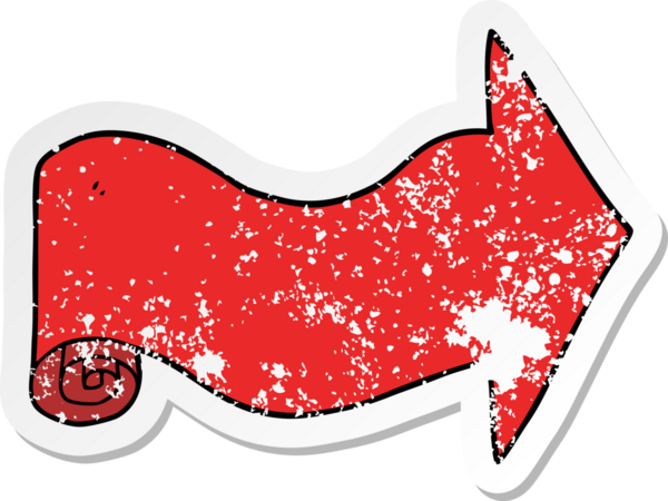 Bir insan tarafından çizilmiş ok şeklindeki karikatür çıkartması.