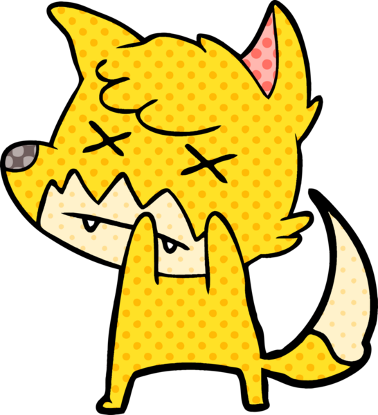 Bir insan tarafından çizilmiş ölü tilki çizgi filmi