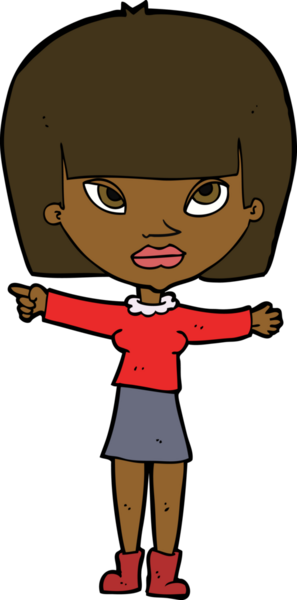 Bir insan tarafından çizilmiş çizgi film kadını.