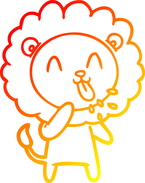 Bir insan tarafından çizilmiş mutlu çizgi film aslanının sıcak çizgi çizimi