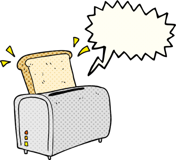 Bir insan tarafından çizilmiş serbest çizilmiş çizgi roman konuşma balonu tost makinesi.