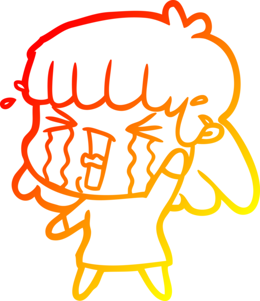 Bir insan tarafından çizilmiş göz yaşları içindeki çizgi film kadını çizimi.