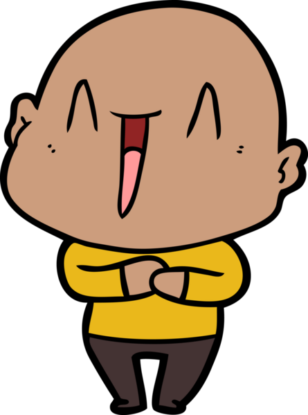 Bir insan tarafından çizilmiş mutlu, kel adam.