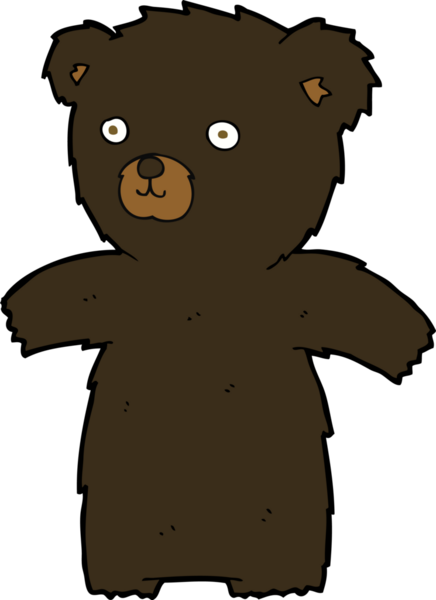 Bir insan tarafından çizilmiş sevimli çizgi film kara ayısı.