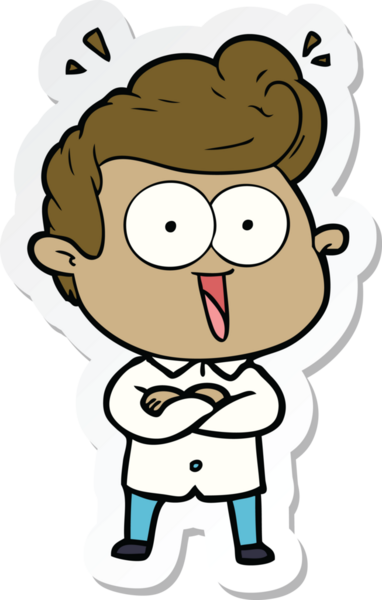 Bir insan tarafından çizilmiş heyecanlı bir adamın çıkartması.