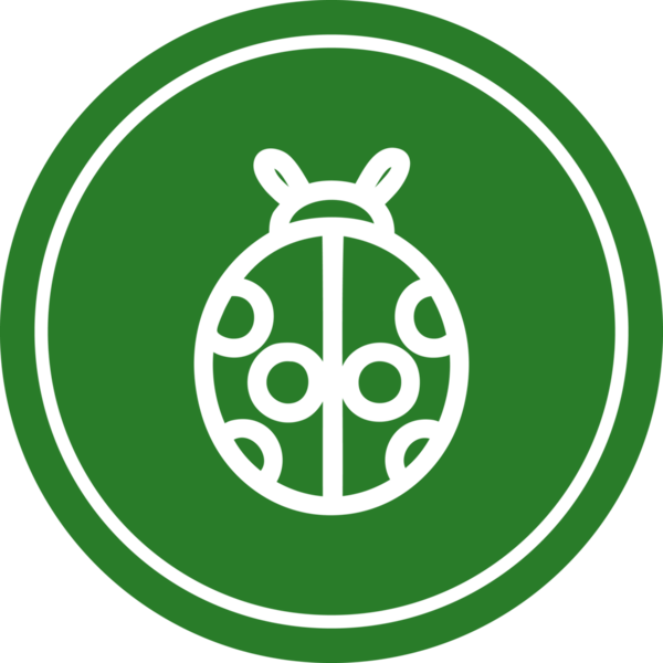 Bir insan tarafından çizilmiş sevimli uğur böceği dairesel simgesi