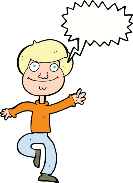 Bir insan tarafından çizilmiş konuşma balonlu çizgi film dansçısı.