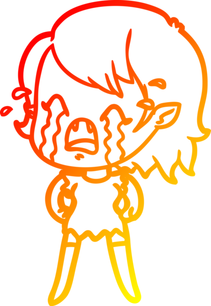 Bir insan tarafından çizilmiş ağlayan vampir kız çizgi filmi.