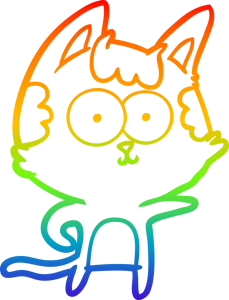 Gökkuşağı gradyan çizimi Mutlu çizgi film kedisi bir insan tarafından çizilmiş