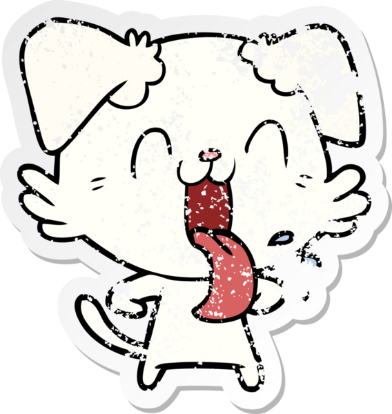 Bir insan tarafından çizilmiş, nefes nefese kalmış bir köpeğin sıkıntılı çıkartması.