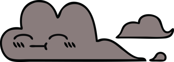 Bir insan tarafından çizilmiş fırtına bulutunun sevimli karikatürü.