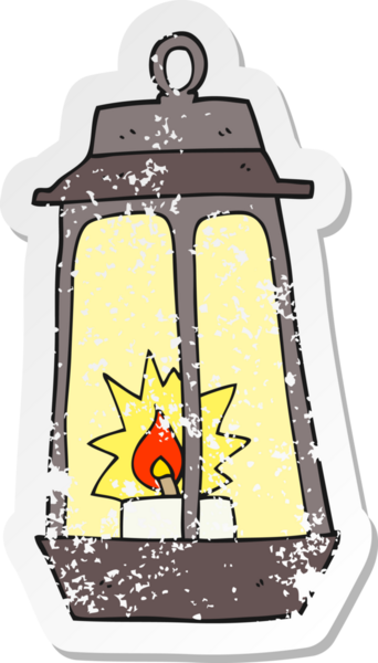 Bir insan tarafından çizilmiş karikatür fenerinin gerilimli yapıştırması.