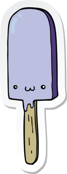 Bir insan tarafından çizilmiş buz lolipopunun çıkartması.