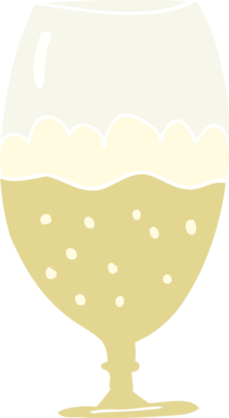 Bir insan tarafından çizilen bardaktaki biranın düz renk çizimi