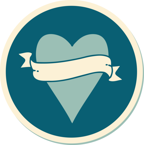 Bir insan tarafından çizilmiş geleneksel bir kalp ve bayrak stili dövme çıkartması.