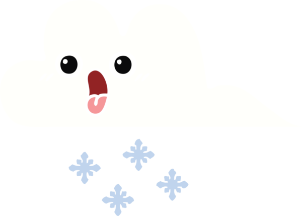 Bir insan tarafından çizilmiş bir kar bulutunun düz renkli retro karikatürü