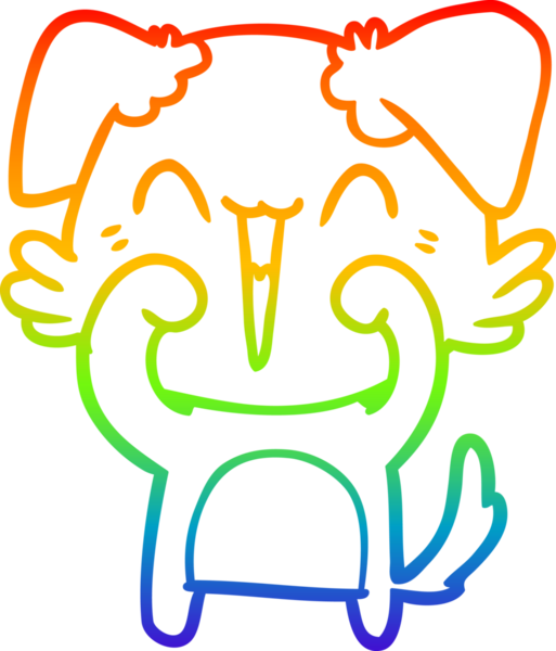 gökkuşağı gradyan çizimi bir insan tarafından çizilmiş mutlu küçük bir köpek çizgi filmi