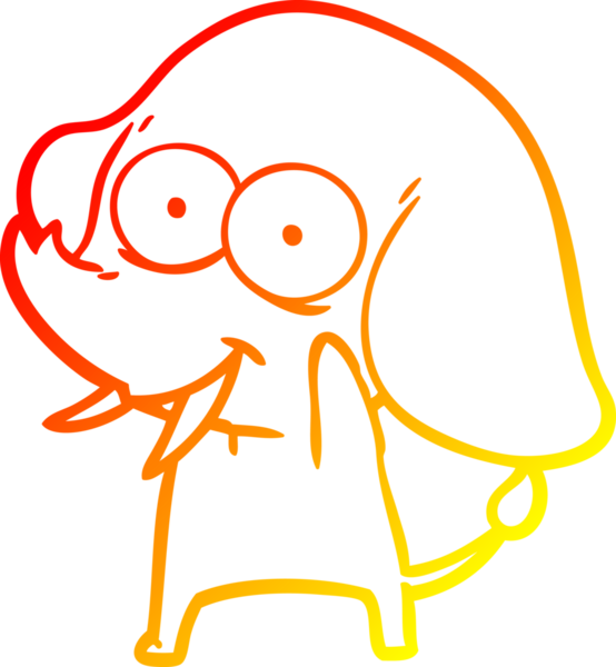 Bir insan tarafından çizilmiş mutlu bir filin sıcak çizgi çizimi