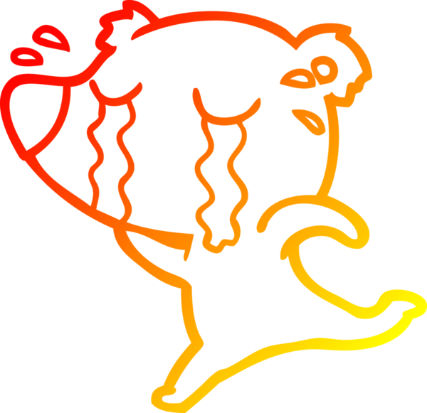 Bir insan tarafından çizilmiş ağlayan bir ayının sıcak çizgi çizimi