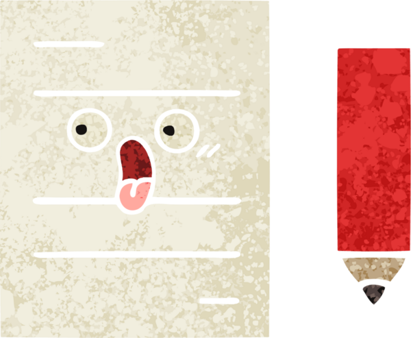 Bir insan tarafından çizilmiş bir test kağıdının retro çizim stili karikatürü