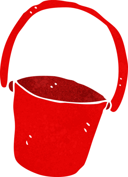 Bir insan tarafından çizilmiş çizgi film kovası.