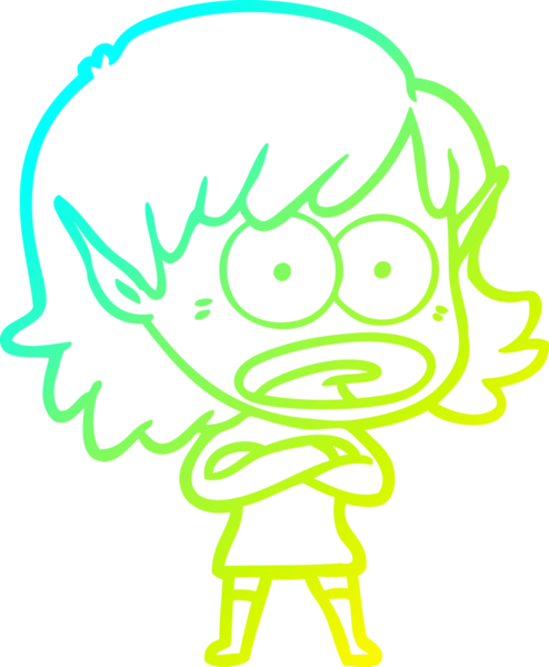 Bir çizgi film karakteri çizimi bir insan tarafından çizilmiş bir elf kızı şok etti.