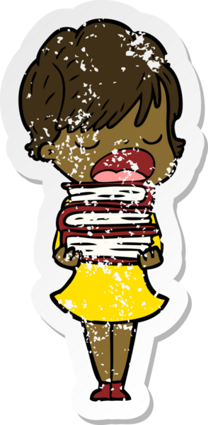 Bir insan tarafından çizilmiş karikatür kadının sıkıntılı çıkartması.