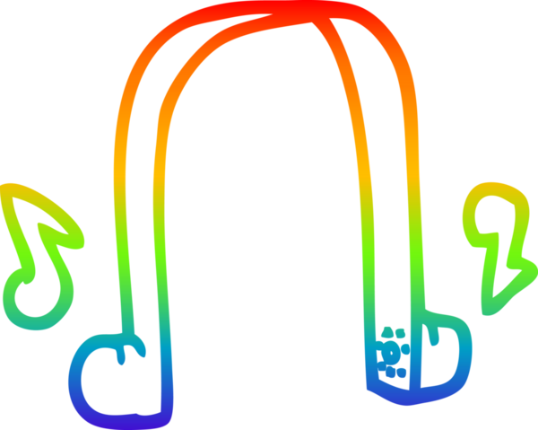 gökkuşağı gradyan çizgi çizimi bir insan tarafından çizilmiş modern kulaklıklar