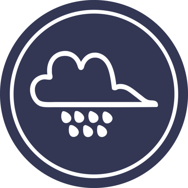 Bir insan tarafından çizilmiş yağmur bulutu dairesel simgesi