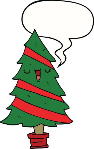 Bir insan tarafından çizilmiş konuşma balonlu bir noel ağacı.