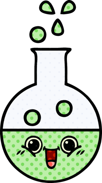 Bir insan tarafından çizilmiş bir test tüpünün çizgi romanı.