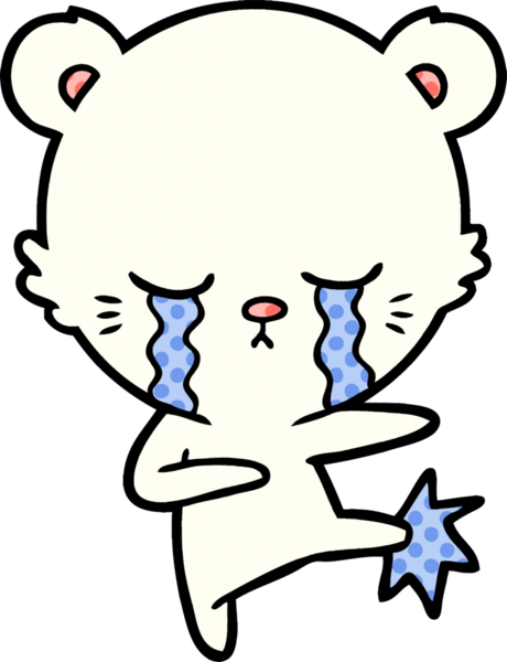 Ağlayan kutup ayısı bir insan tarafından çizilmiş.