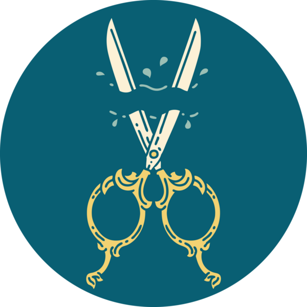 Bir insan tarafından çizilmiş berber makasının ikonik dövme şekli