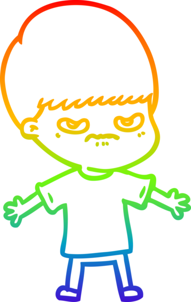 Gökkuşağı gradyan çizgi çizimi Bir insan tarafından çizilmiş bir çizgi film çocuğu