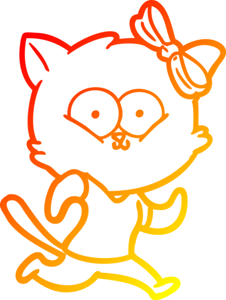 Bir insan tarafından çizilmiş çizgi film kedisinin sıcak çizgi çizimi