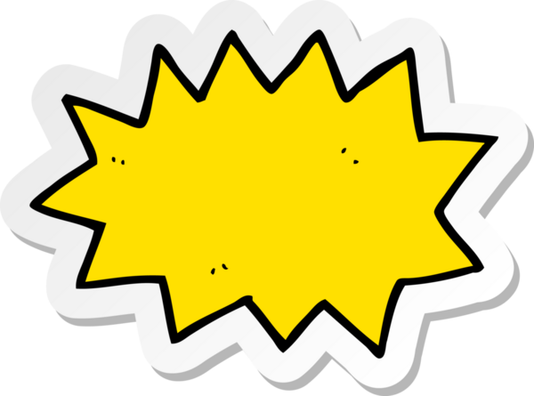 Bir insan tarafından çizilmiş bir çizgi film patlama sembolünün çıkartması.