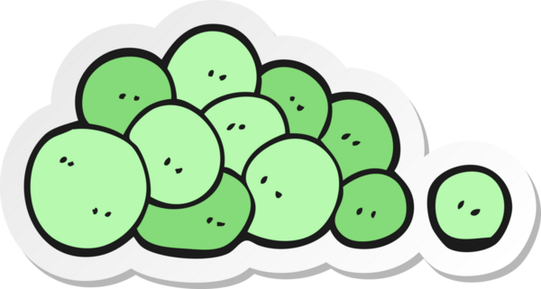 Bir insan tarafından çizilmiş bir bezelyenin çıkartması.