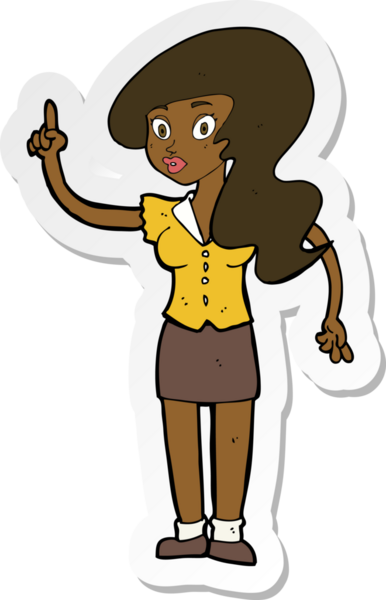 Bir insan tarafından çizilmiş, karikatür gibi güzel bir kadının çıkartması.