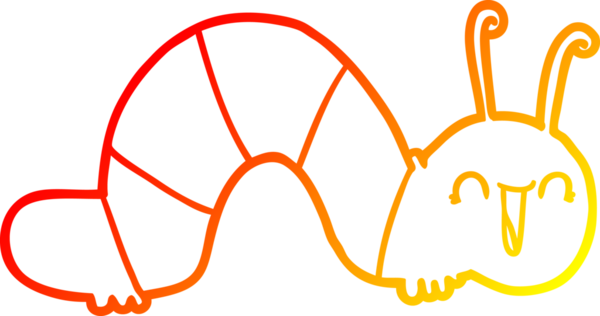 Bir insan tarafından çizilmiş mutlu bir tırtılın sıcak çizgi çizimi