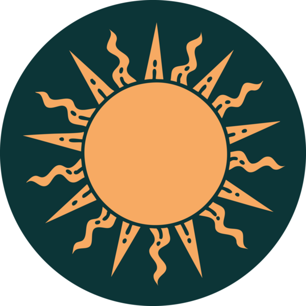 Bir insan tarafından çizilmiş bir güneşin ikonik dövme şekli