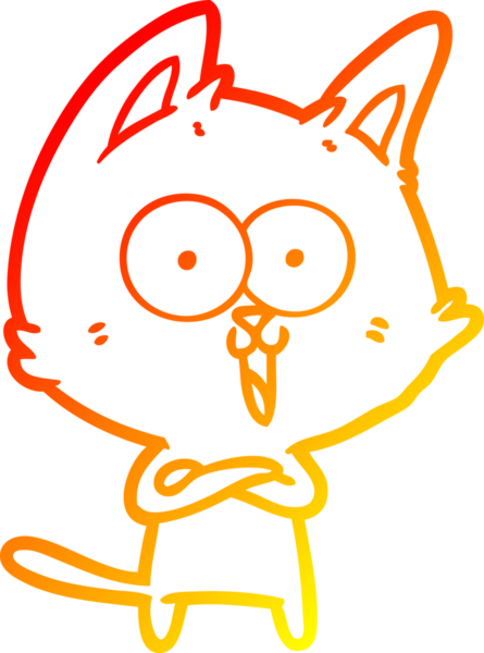 Bir insan tarafından çizilmiş komik bir çizgi film kedisinin sıcak çizgi çizimi