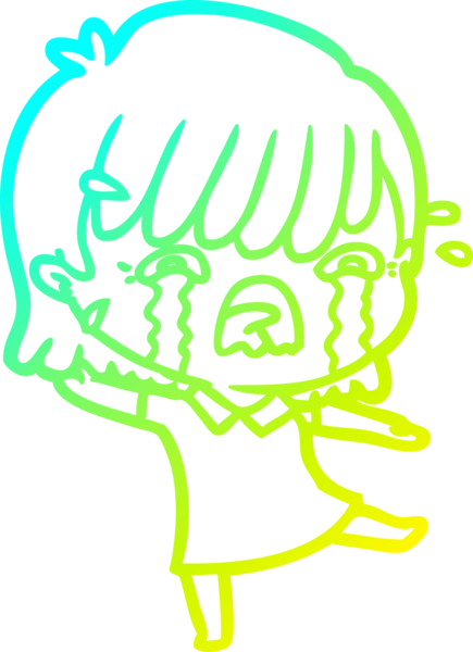 Bir insan tarafından çizilmiş ağlayan bir çizgi film kızı çizimi.