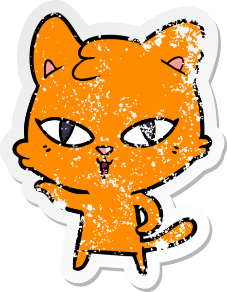 Bir insan tarafından çizilmiş karikatür bir kedinin sıkıntılı çıkartması.