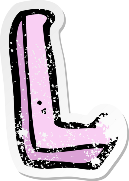 Bir insan tarafından çizilmiş L harfinin gerilimli yapıştırması.