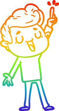 gökkuşağı gradyanı çizimi bir insan tarafından çizilmiş mutlu bir çizgi film adamı